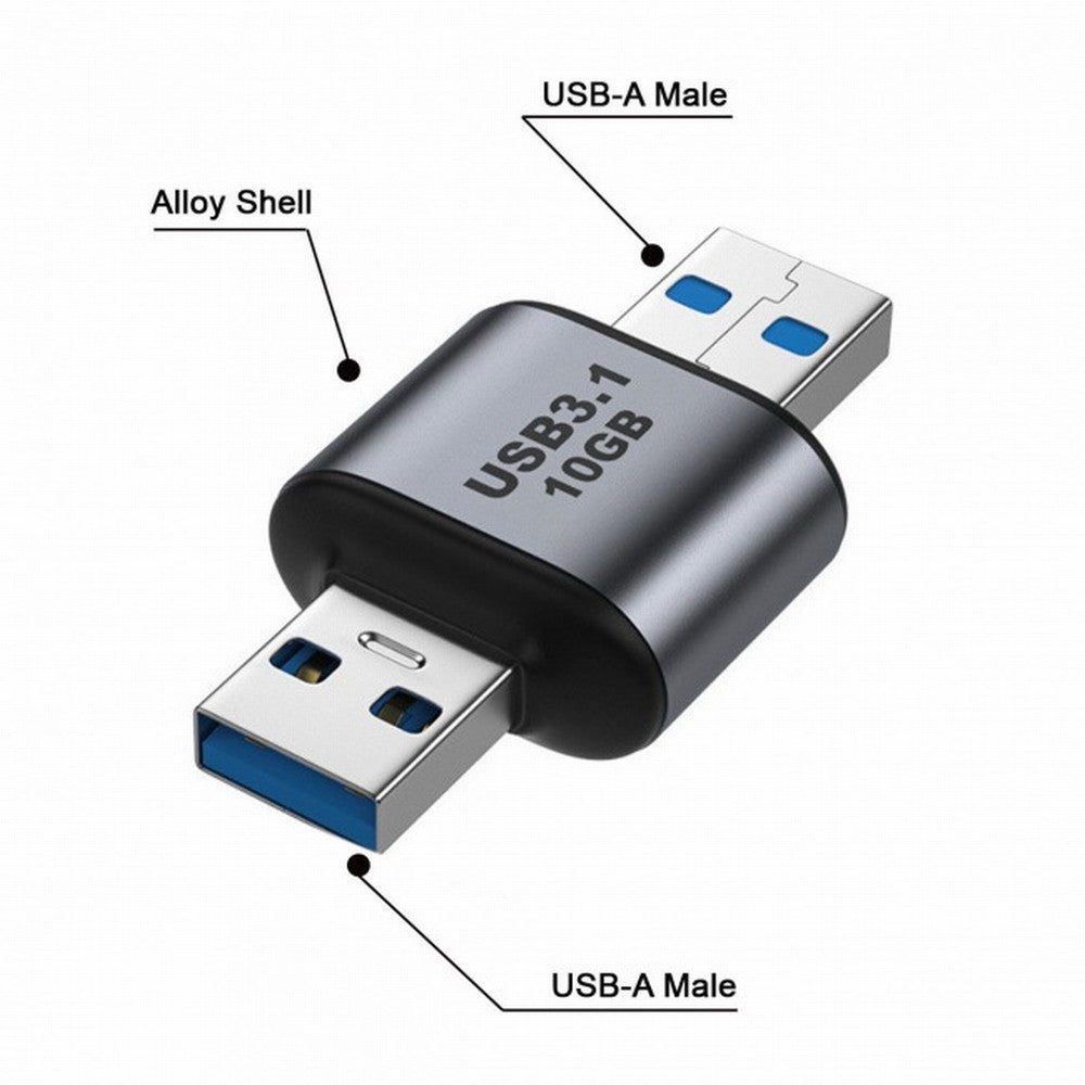 Chenyang USB 3.0/3.1 Type A Male to USB 3.0/3.1 A Male Data Adapter 10Gbps Extension for Laptop Desktop UC-082-AMAM