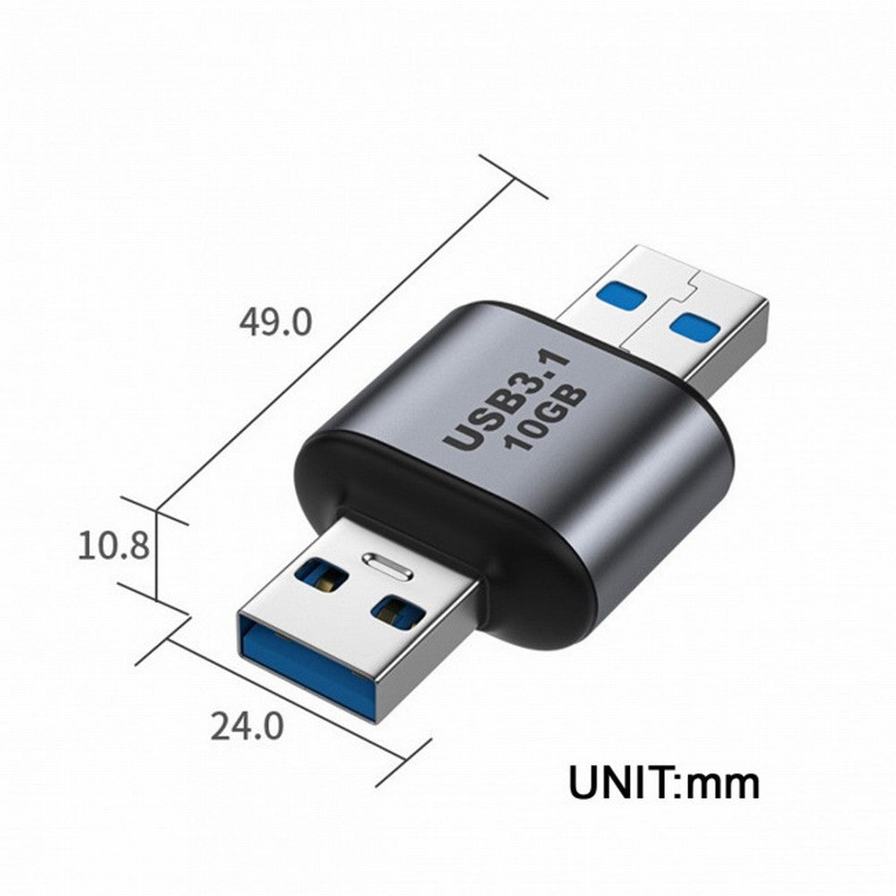 Chenyang USB 3.0/3.1 Type A Male to USB 3.0/3.1 A Male Data Adapter 10Gbps Extension for Laptop Desktop UC-082-AMAM