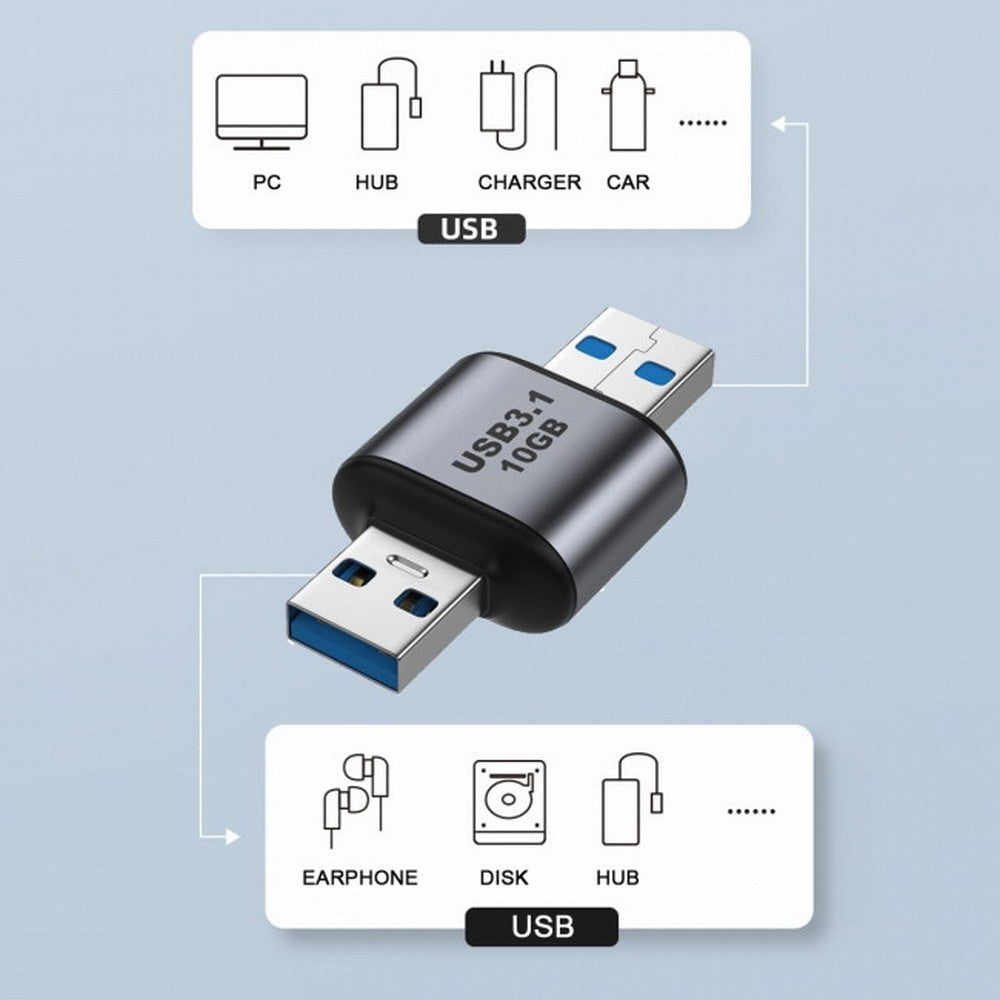 Chenyang USB 3.0/3.1 Type A Male to USB 3.0/3.1 A Male Data Adapter 10Gbps Extension for Laptop Desktop UC-082-AMAM