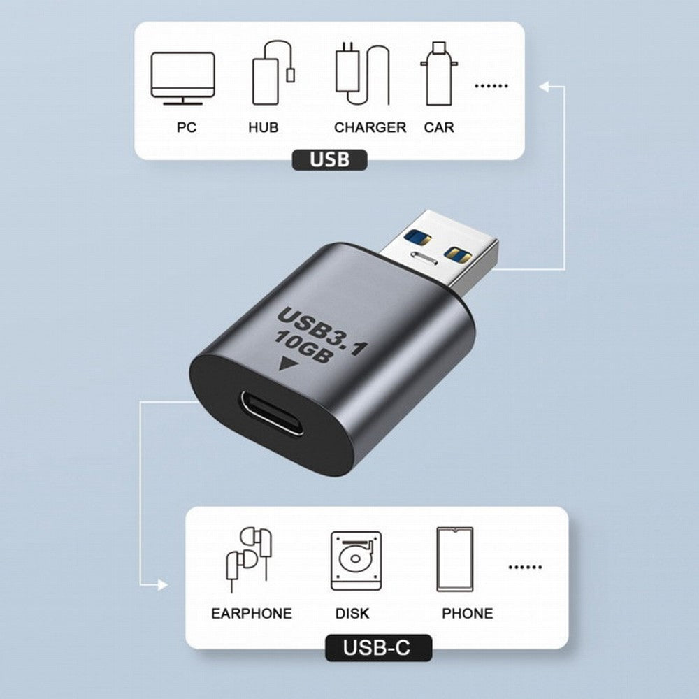 Chenyang USB-C USB 3.1 Type C Female to USB 3.0 A Male Data Adapter 10Gbps Data Power for Laptop Tablet Phone UC-082-AMCF