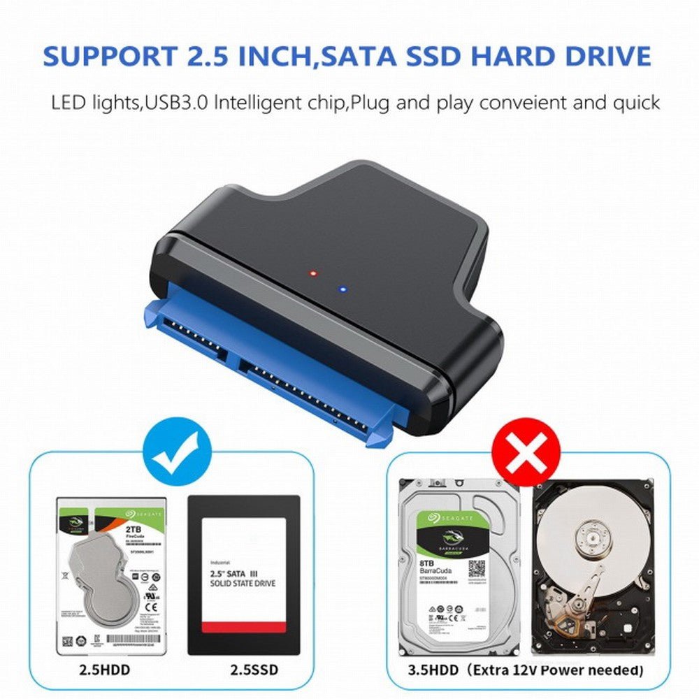 Chenyang 5Gbps Micro USB 3.0 to SATA 22Pin 7+15 Enclosure Adapter for 2.5" Hard Disk Drive SSD HDD Mass Storage Class U3-023