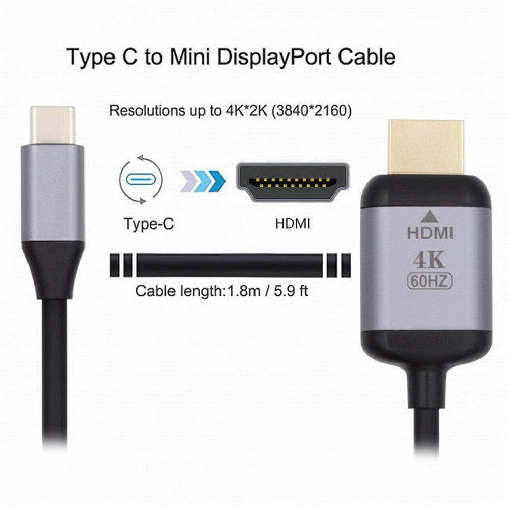 Chenyang USB 3.1 Type C USB-C Source to HDMI HDTV Displays Male 4K Monitor Cable for Laptop 1.8m UC-018-HDF