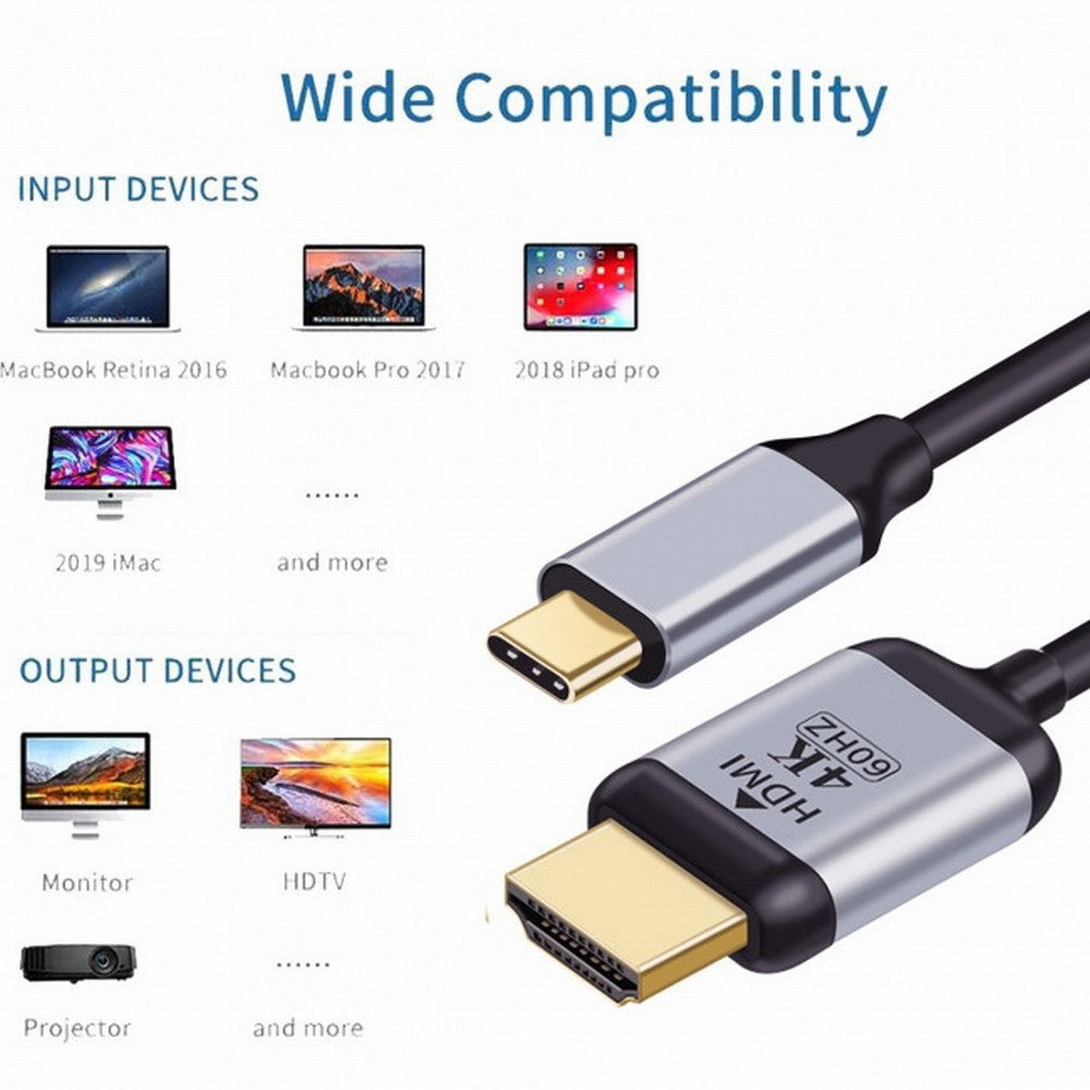 Chenyang USB 3.1 Type C USB-C Source to HDMI HDTV Displays Male 4K Monitor Cable for Laptop 1.8m UC-018-HDF