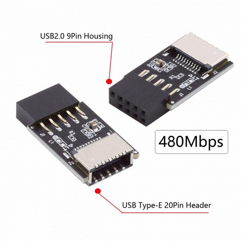 Chenyang USB 3.1 Front Panel Socket Key-A Type-E to USB 2.0 9Pin 10Pin Mainboard Header Male Extension Adapter UC-095