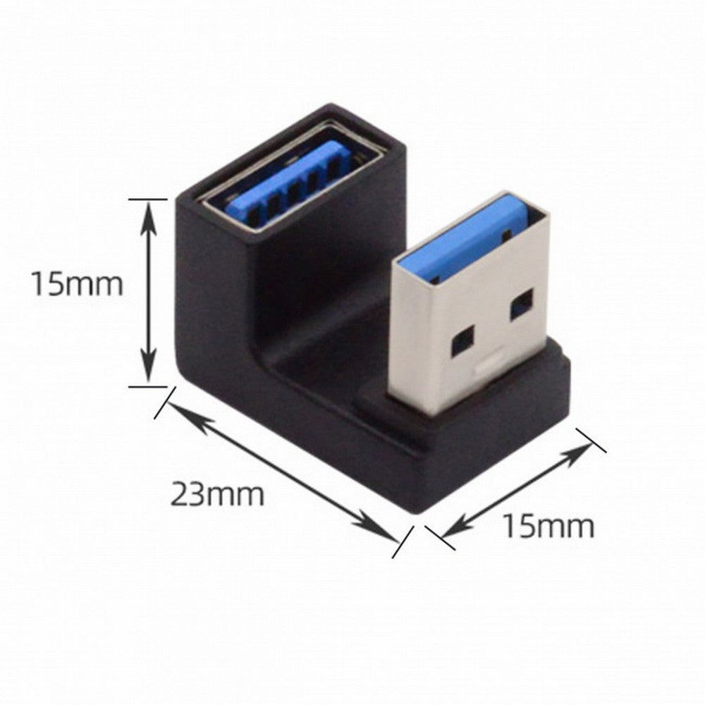 Chenyang 10Gbps USB3.0 Male to Female Extension Power Data Video Adapter Opposite U Shape Back Angled U3-018-OS