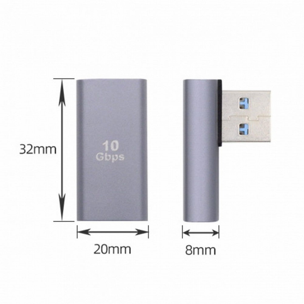 Chenyang 10Gbps USB3.0 Male to Female Extension Power Data Video Adapter Low Profile 90 Degree Left Angled Type U3-018-LP