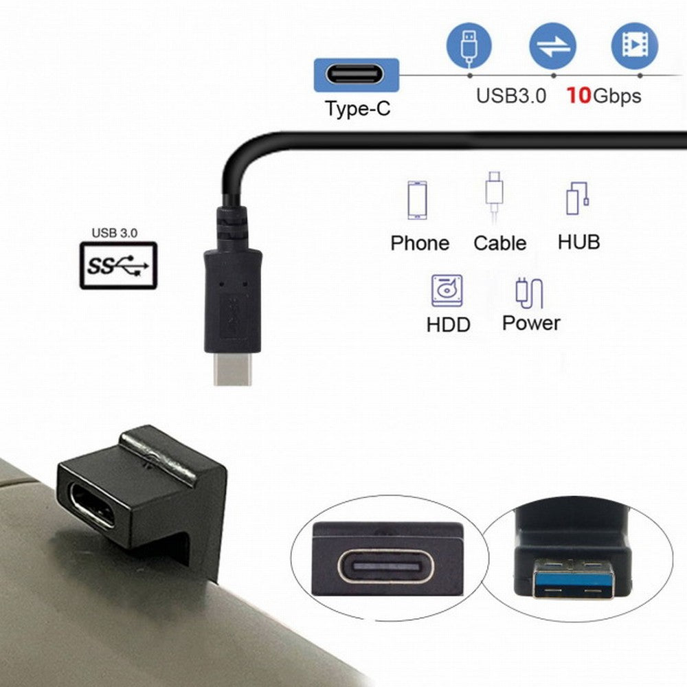 Chenyang USB-C Type C Female Opposite U Shape Back Angled to USB 3.0 A Male Data Adapter for Laptop Desktop UC-067-OS