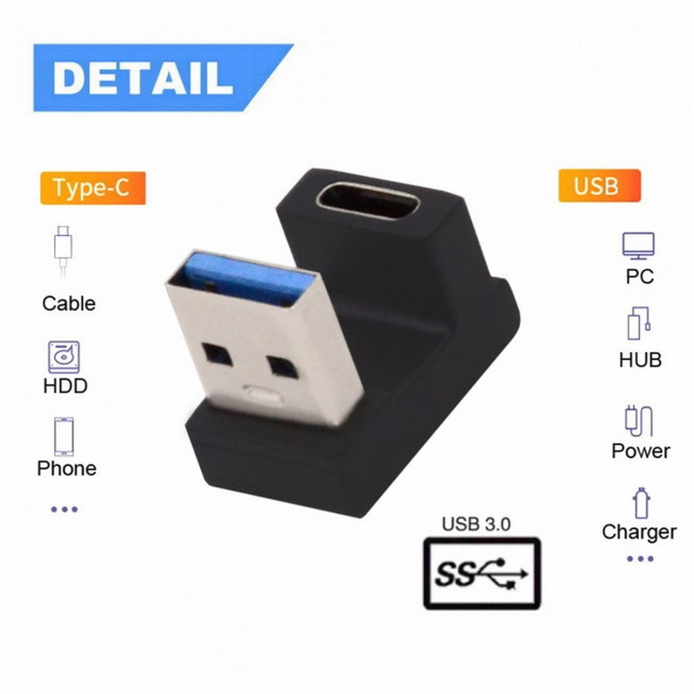 Chenyang USB-C Type C Female Opposite U Shape Back Angled to USB 3.0 A Male Data Adapter for Laptop Desktop UC-067-OS