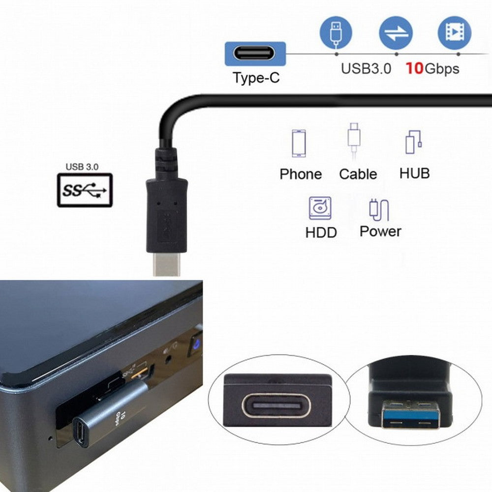 Chenyang USB-C Type C Female Low Profile 90 Degree Left Angled to USB 3.0 A Male Data Adapter for Laptop Desktop UC-067-LP