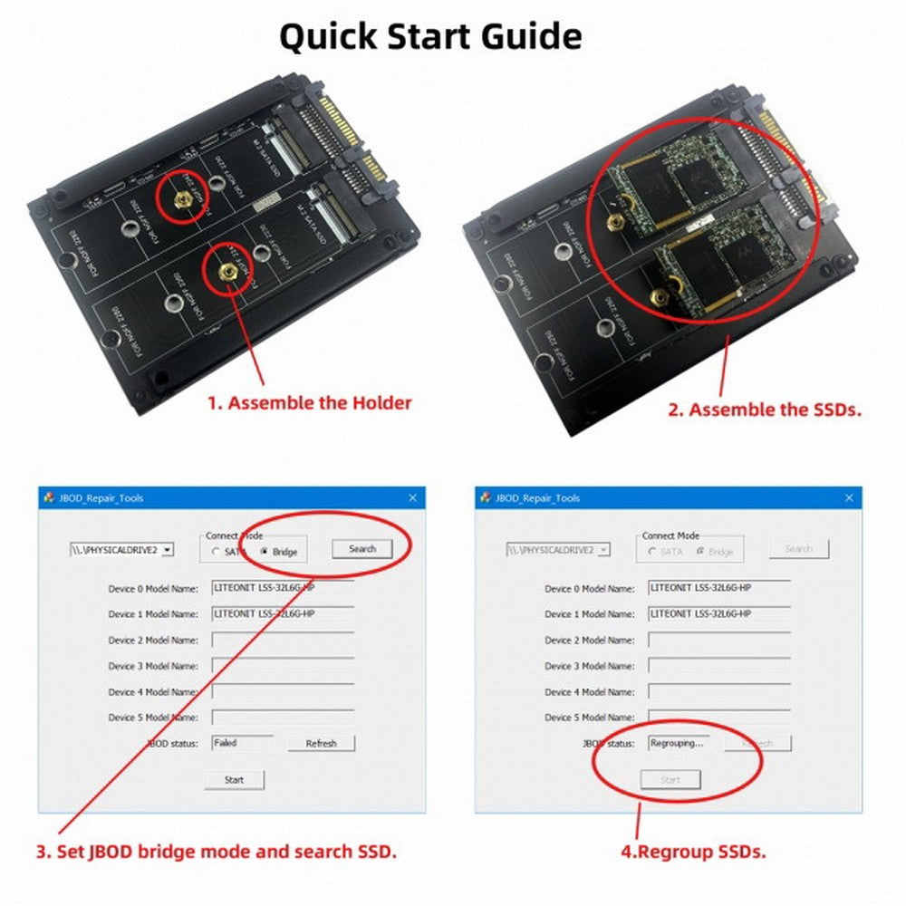 Chenyang Dual NGFF B+M Key M.2 SSD Card JBOD Raid0 Span Bridge to 2.5inch SATA Combo HDD Disk Drive Enclosure SA-031