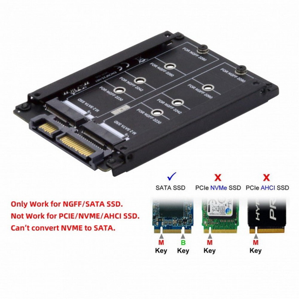 Chenyang Dual NGFF B+M Key M.2 SSD Card JBOD Raid0 Span Bridge to 2.5inch SATA Combo HDD Disk Drive Enclosure SA-031