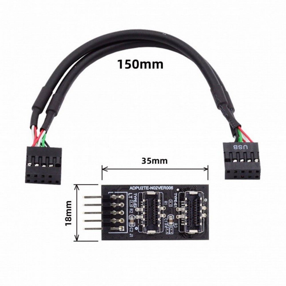 Chenyang Dual USB 3.1 Front Panel Socket Key-A Type-E to USB 2.0 9Pin 10Pin Mainboard Header Male Cable Extension Adapter UC-022