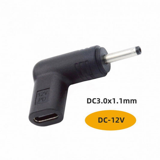 Chenyang USB 3.1 Type C USB-C Female to DC 12V 3.0x1.1mm Plug Adapter PD Emulator Trigger 90 Degree Angled UC-090-3011MM