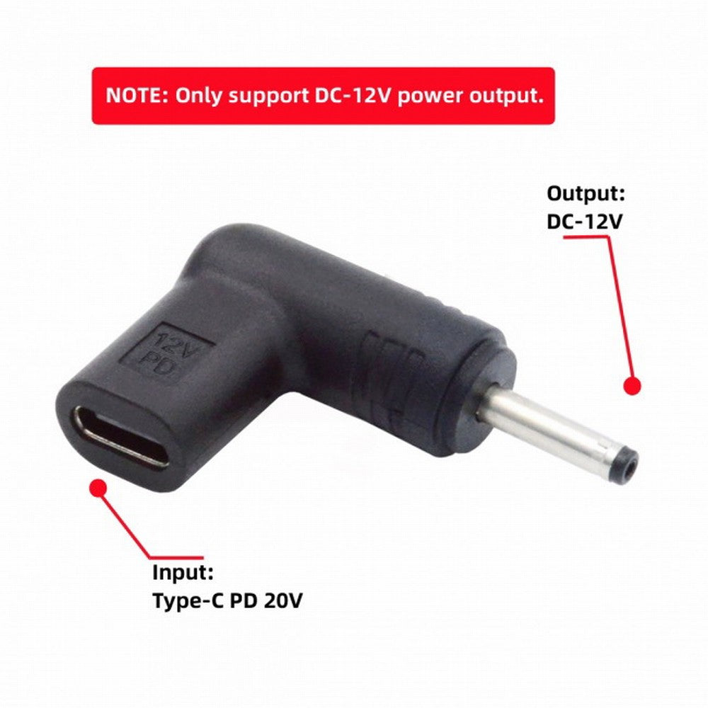 Chenyang USB 3.1 Type C USB-C Female to DC 12V 3.5x1.3mm Plug Adapter PD Emulator Trigger 90 Degree Angled UC-090-3513MM