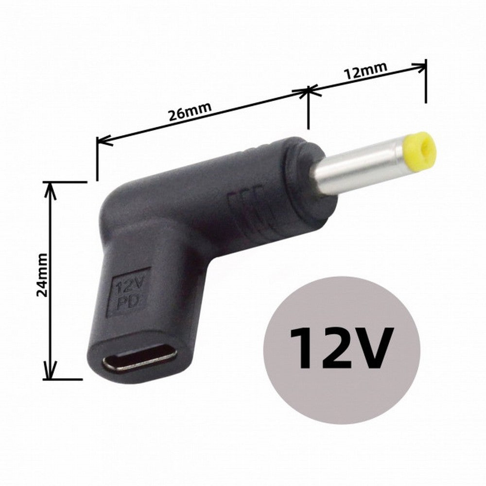 Chenyang USB 3.1 Type C USB-C Female to DC 12V 4.0x1.7mm Plug Adapter PD Emulator Trigger 90 Degree Angled UC-090-4017MM