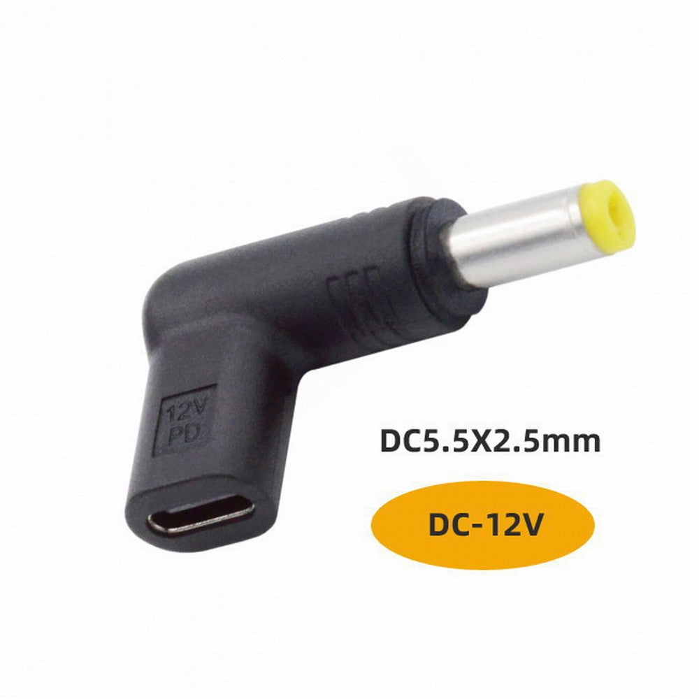 Chenyang USB 3.1 Type C USB-C Female to DC 12V 5.5x2.5mm Plug Adapter PD Emulator Trigger 90 Degree Angled UC-090-5525MM