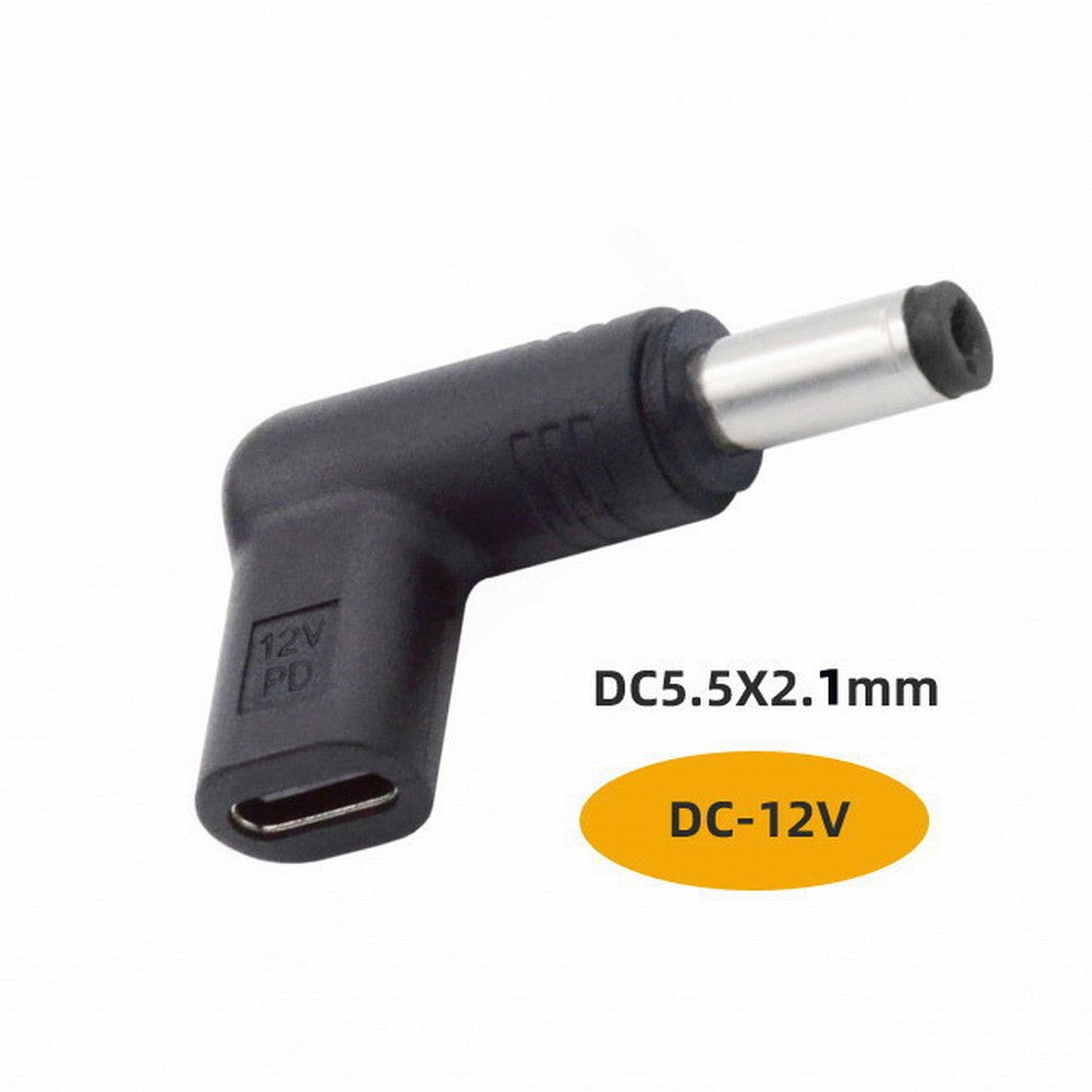 Chenyang USB 3.1 Type C USB-C Female to DC 12V 5.5x2.1mm Plug Adapter PD Emulator Trigger 90 Degree Angled UC-090-5521MM