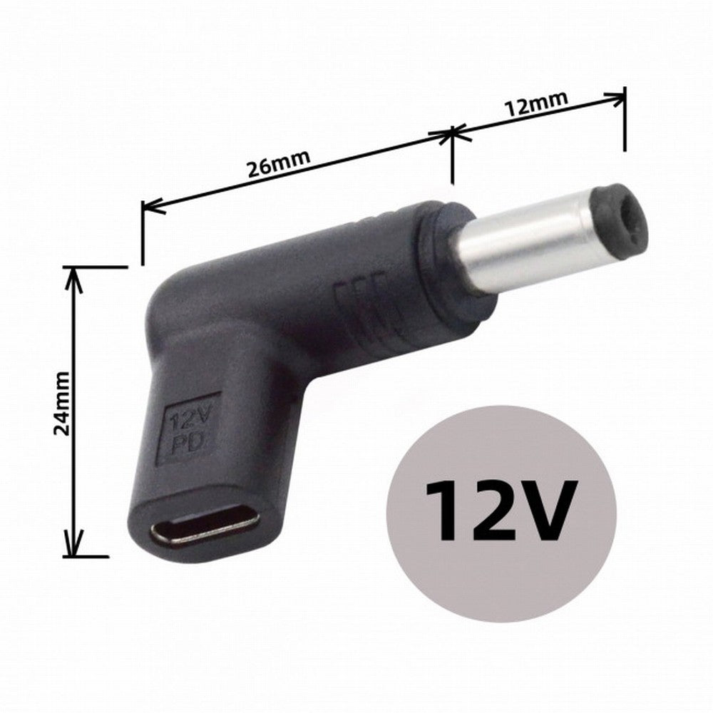 Chenyang USB 3.1 Type C USB-C Female to DC 12V 5.5x2.1mm Plug Adapter PD Emulator Trigger 90 Degree Angled UC-090-5521MM