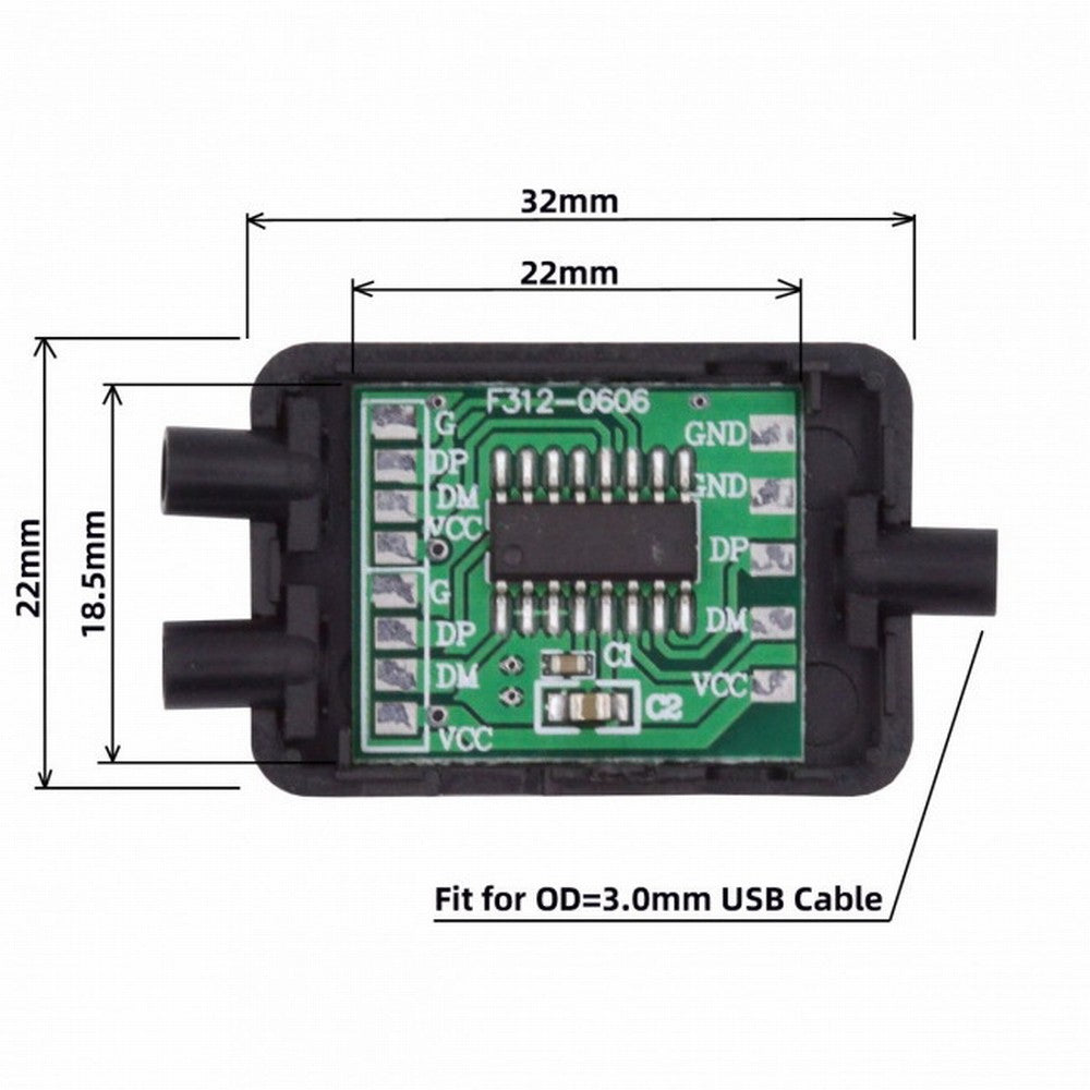 Chenyang PCBA for USB2.0 Ports HUB USB 1 to 2 Splitter with SR Cover for DIY OEM Parts 3.0mm Cable CN-003