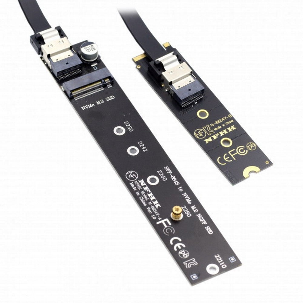 Chenyang NGFF M-Key NVME Male to Female Extension Cable 40cm with SFF-8654 Connector for Mainboard SSD 2280/22110 SA-040+SF-100