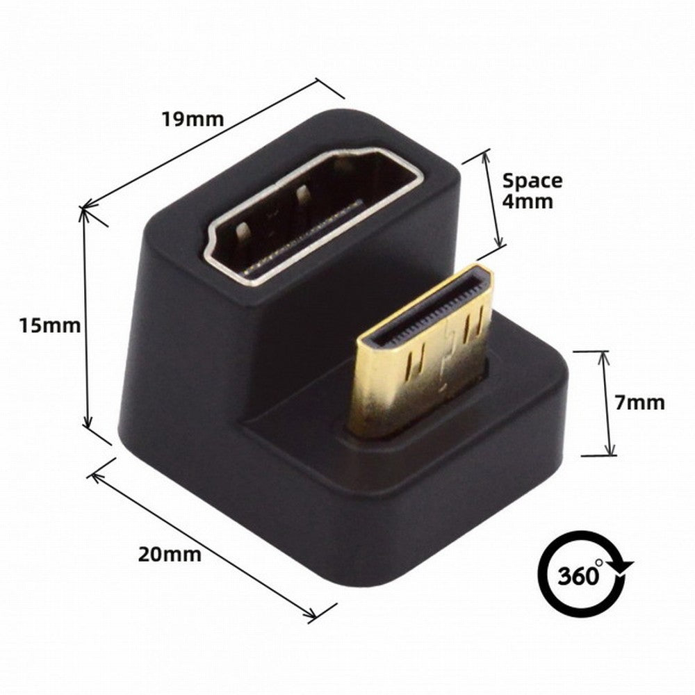 Chenyang 360 Degree Up Opposite U Shape Back Angled Mini HDMI 1.4 Male to HDMI Female Extension Adapter Converter HD-001-UP