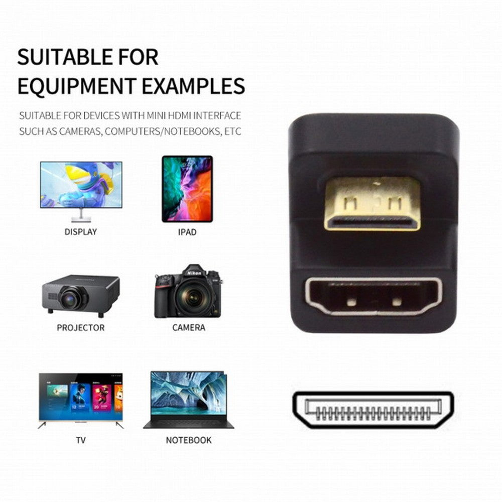 Chenyang 360 Degree Up Opposite U Shape Back Angled Mini HDMI 1.4 Male to HDMI Female Extension Adapter Converter HD-001-UP