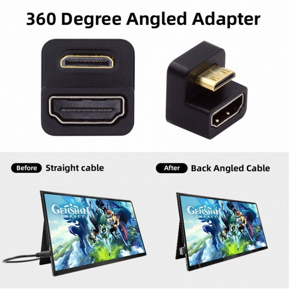 Chenyang 360 Degree Up Opposite U Shape Back Angled Mini HDMI 1.4 Male to HDMI Female Extension Adapter Converter HD-001-UP