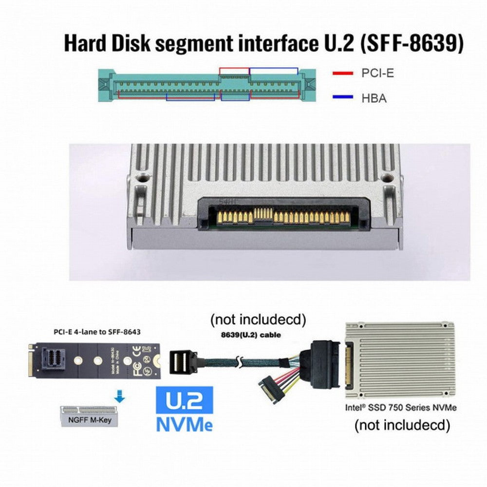 Chenyang 22x80mm U.2 Kit SFF-8639 NVME PCIe4.0 SSD Adapter for Mainboard SSD 750 p3600 p3700 M.2 SFF-8643 Mini SAS HD SF-094-BK