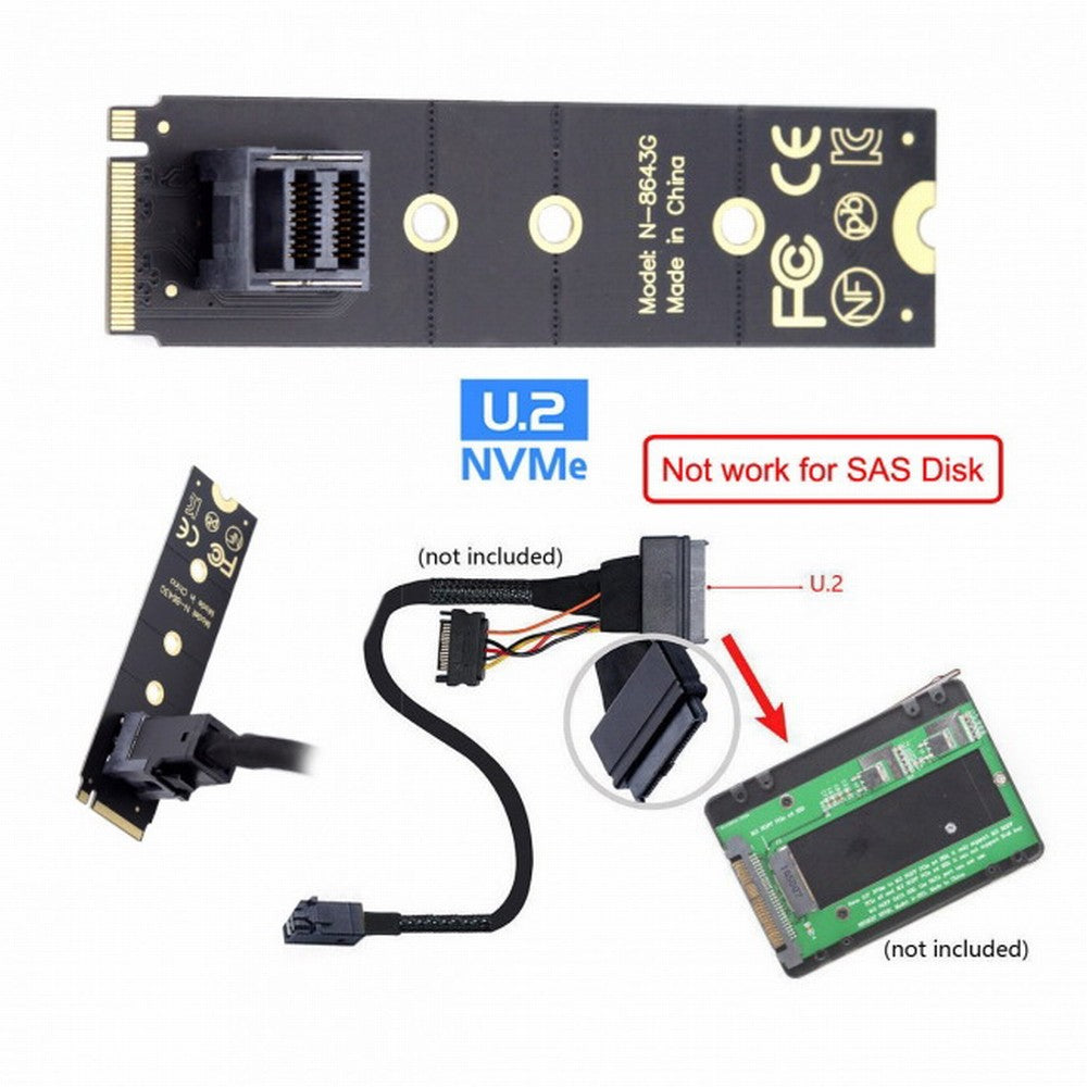 Chenyang 22x80mm U.2 Kit SFF-8639 NVME PCIe4.0 SSD Adapter for Mainboard SSD 750 p3600 p3700 M.2 SFF-8643 Mini SAS HD SF-094-BK