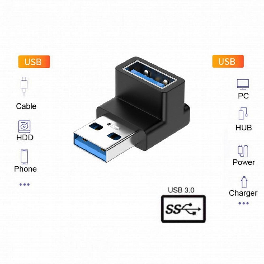 Chenyang 10Gbps USB3.0 Male to Female Extension Power Data Video Adapter 90 Degree Up Angled Type U3-018-UP