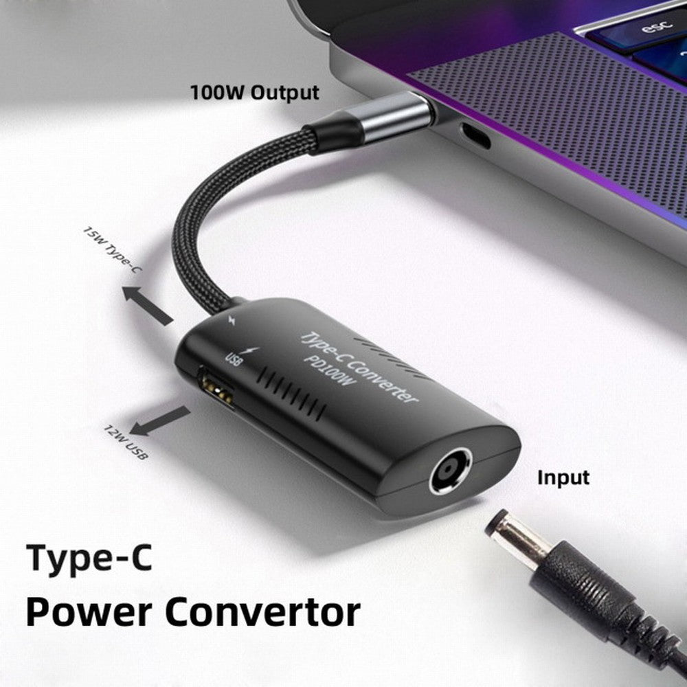 Chenyang DC Power 5.5x2.5mm 5.5x2.1mm Input to 100W Dual Type C USB-C and Type-A Output PD Emulator Trigger Charge Cable UC-121-5521MM