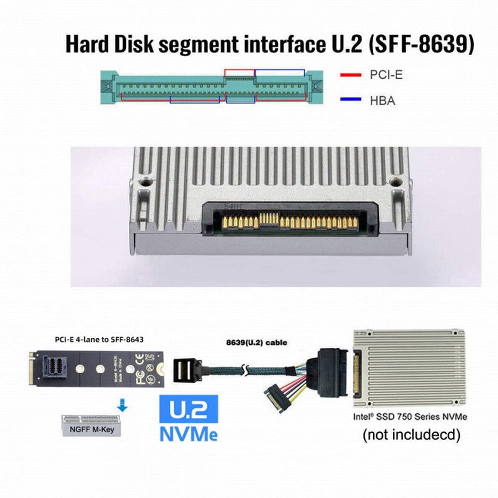 Chenyang 22X80mm 2280 M.2 SFF-8643 Card and U.2 U2 SFF-8639 NVME PCIe SSD Cable PCI-E 3.0 4.0 for Mainboard SSD SF-093+SF-094-BK