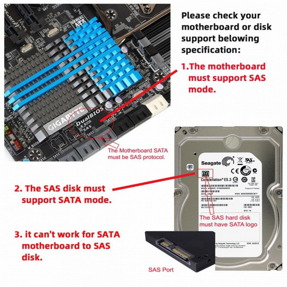 Chenyang SFF-8482 SAS 29 Pin to SATA 22Pin Hard Disk Drive Raid Extension Cable with 15 Pin SATA Power Port SF-008