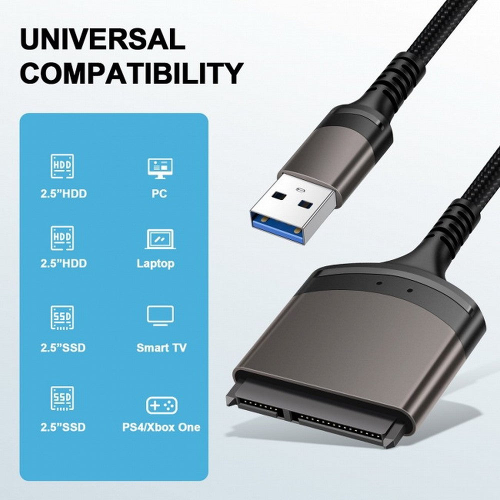 Chenyang 5Gbps USB 3.0 Type-A to SATA 22 Pin Adapter Cable for 2.5" Hard Disk Driver SSD U3-077-SL