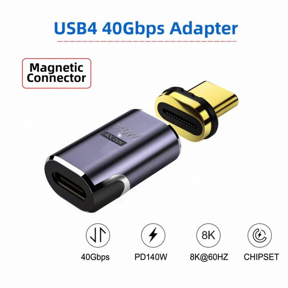 Chenyang Magnetic Connector USB4 140W 40Gbps USB4 Type C Male to Female Adapter Power Data 8K Video for Laptop Phone UC-062-MF