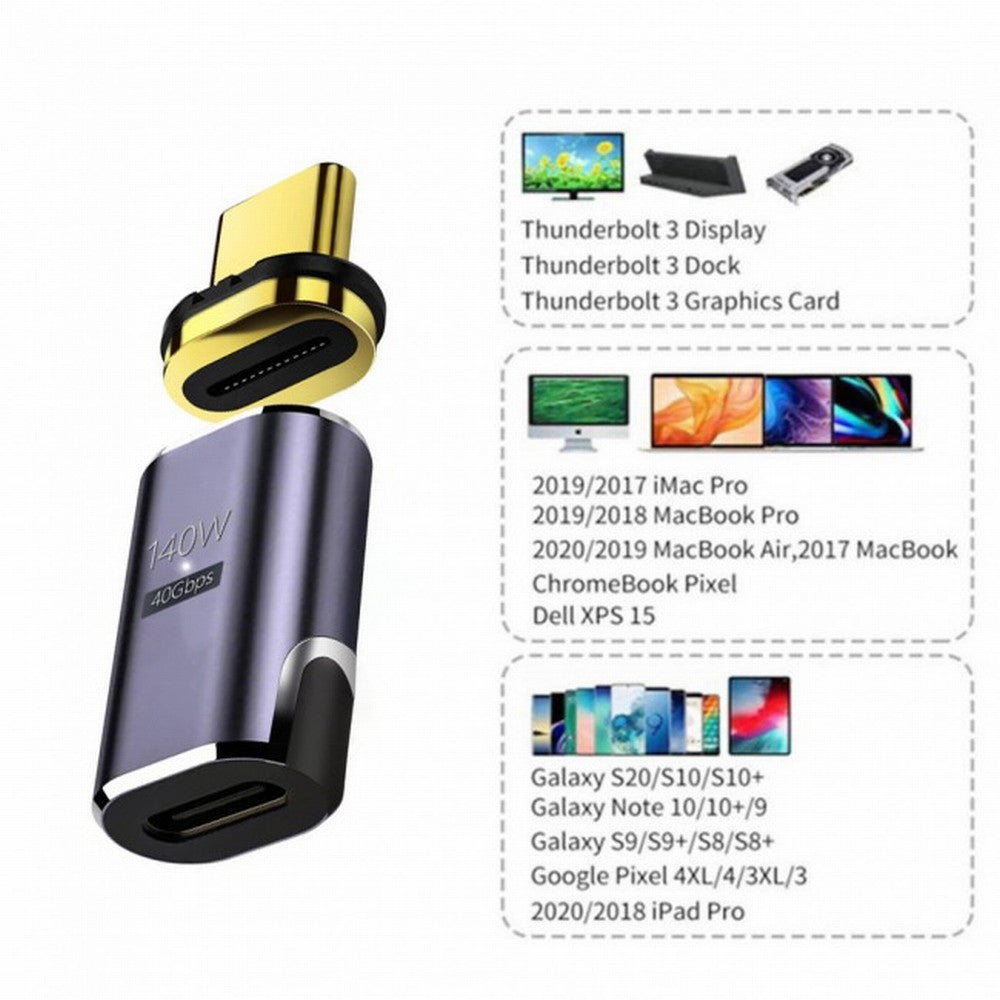 Chenyang Magnetic Connector USB4 140W 40Gbps USB4 Type C Male to Female Adapter Power Data 8K Video for Laptop Phone UC-062-MF