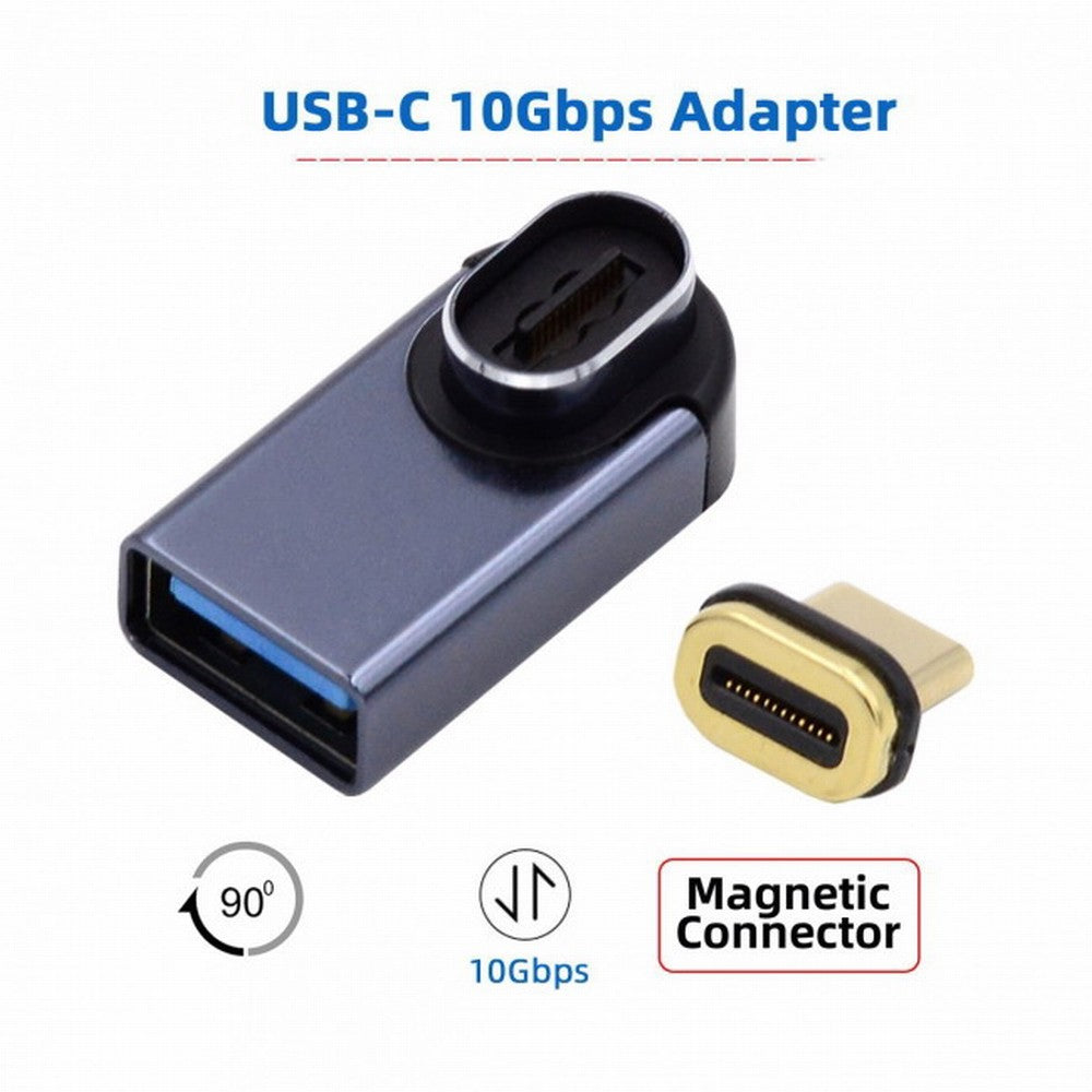 Chenyang Magnetic Connector 10Gbps Type C Male to USB3.0 Female 90 Degree Low Profile Angled OTG Data Adapter for Laptop Phone UC-028-AFL