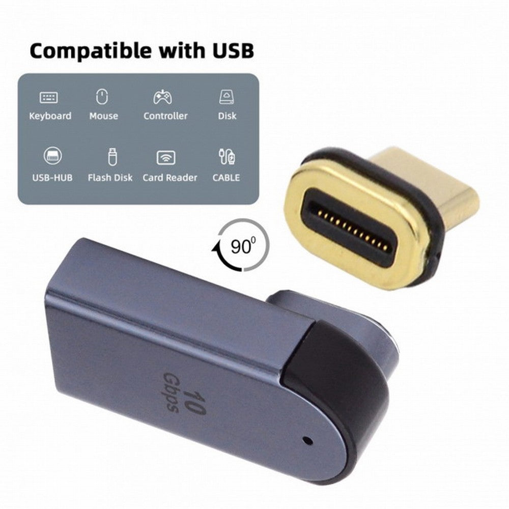 Chenyang Magnetic Connector 10Gbps Type C Male to USB3.0 Female 90 Degree Low Profile Angled OTG Data Adapter for Laptop Phone UC-028-AFL