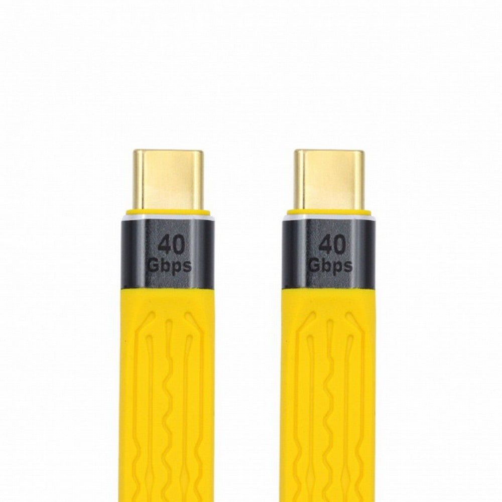 Chenyang Yellow Type-C USB-C Male to Male USB4 40Gbps 100W 8K Flat Slim FPC Data Cable for Laptop Phone 13cm UC-002-0.13Y