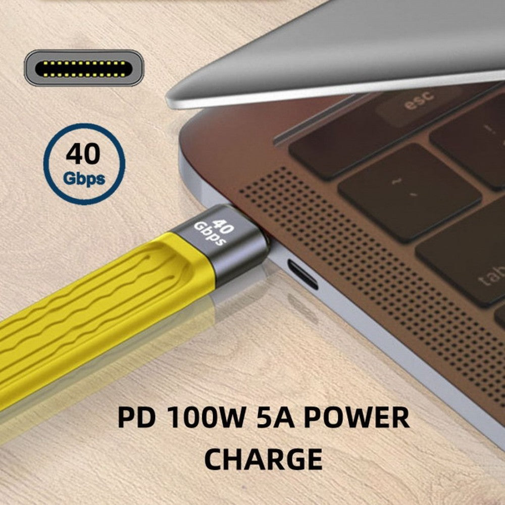 Chenyang Yellow Type-C USB-C Male to Male USB4 40Gbps 100W 8K Flat Slim FPC Data Cable for Laptop Phone 13cm UC-002-0.13Y