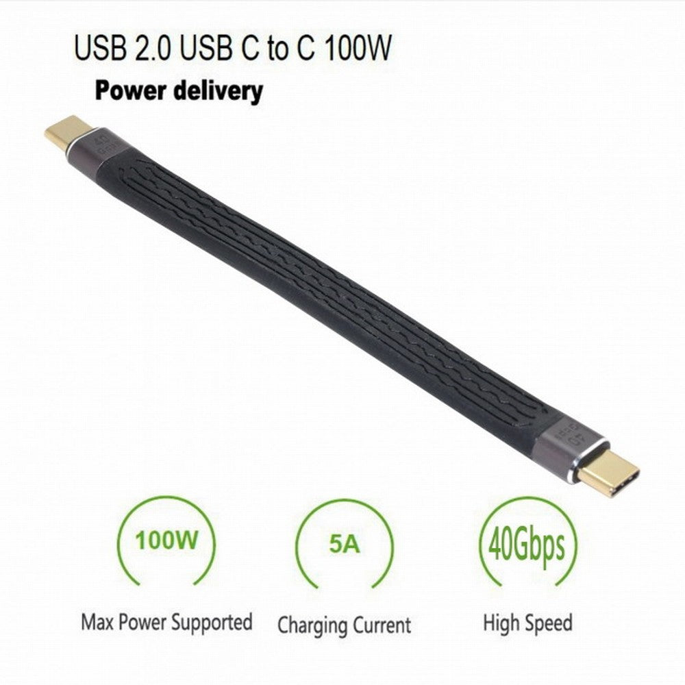 Chenyang Type-C USB-C Male to Male USB4 40Gbps 100W 8K Flat Slim FPC Data Cable 13cm for Laptop Phone UC-002-0.13M