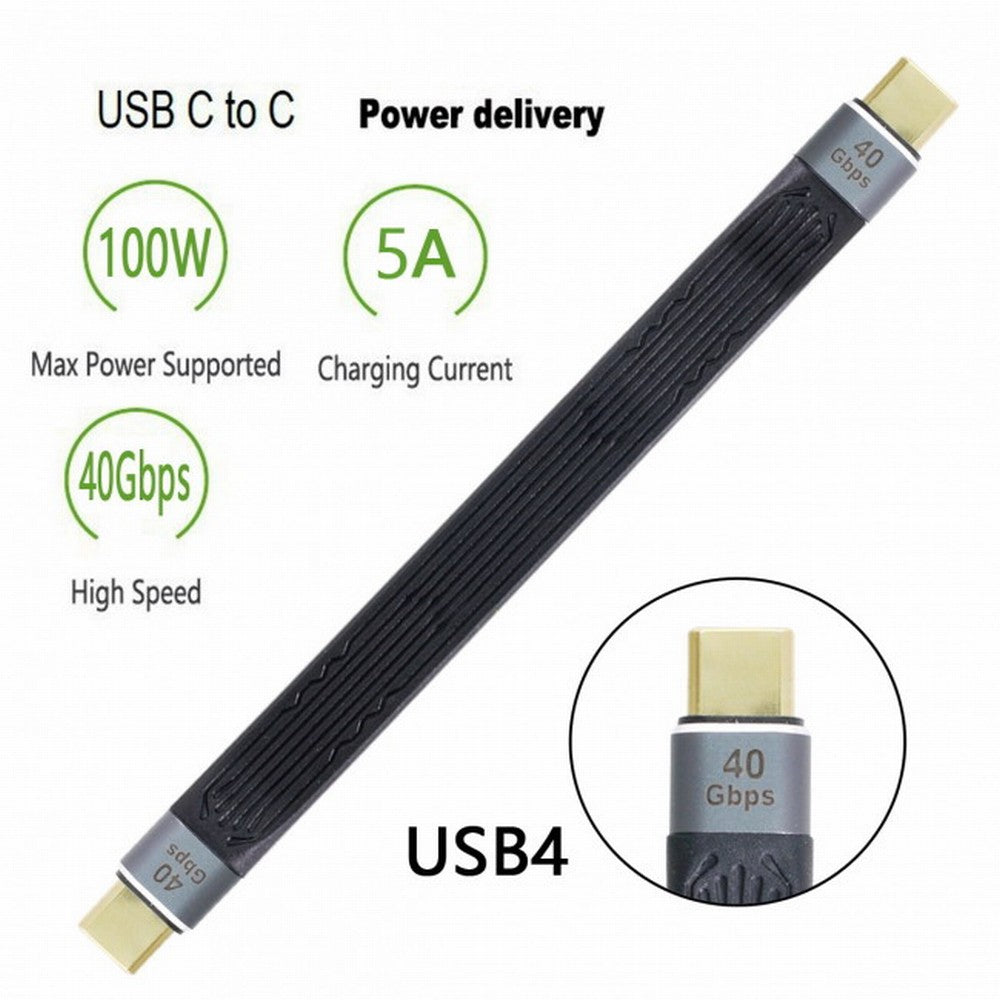 Chenyang Type-C USB-C Male to Male USB4 40Gbps 100W 8K Flat Slim FPC Data Cable 13cm for Laptop Phone UC-002-0.13M