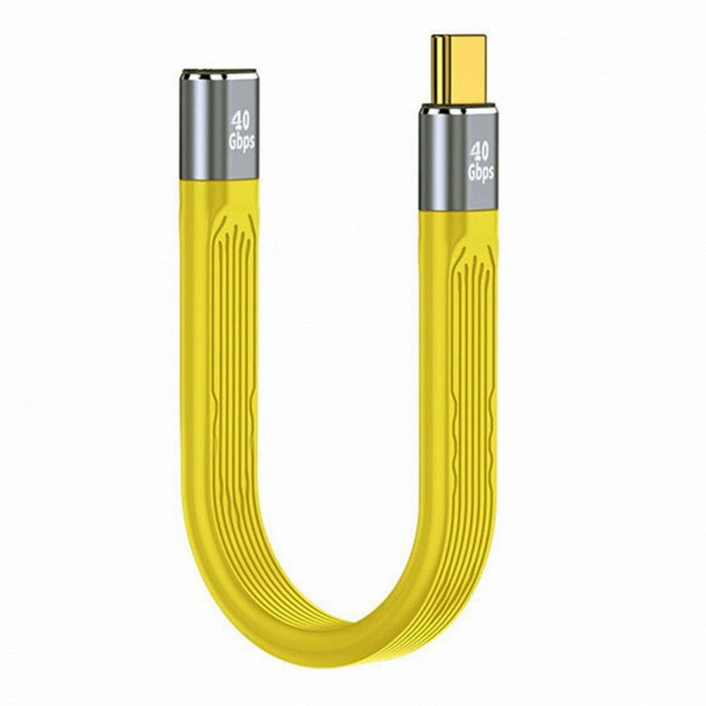 Chenyang Yellow USB4 Extension Cable Slim Flat Male to Female 40Gbps with 100W Charging and 8K@60Hz Compatible with Thunderbolt3/4 UC-040-0.13Y