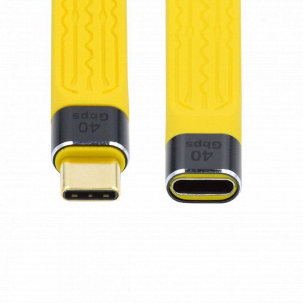 Chenyang Yellow USB4 Extension Cable Slim Flat Male to Female 40Gbps with 100W Charging and 8K@60Hz Compatible with Thunderbolt3/4 UC-040-0.13Y