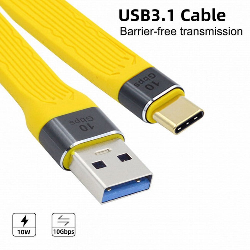 Chenyang Yellow 10Gbps USB 3.1 Type C Male to USB3.0 Type A Male Flat Slim FPC Data Cable for Laptop Phone UC-036-0.13Y