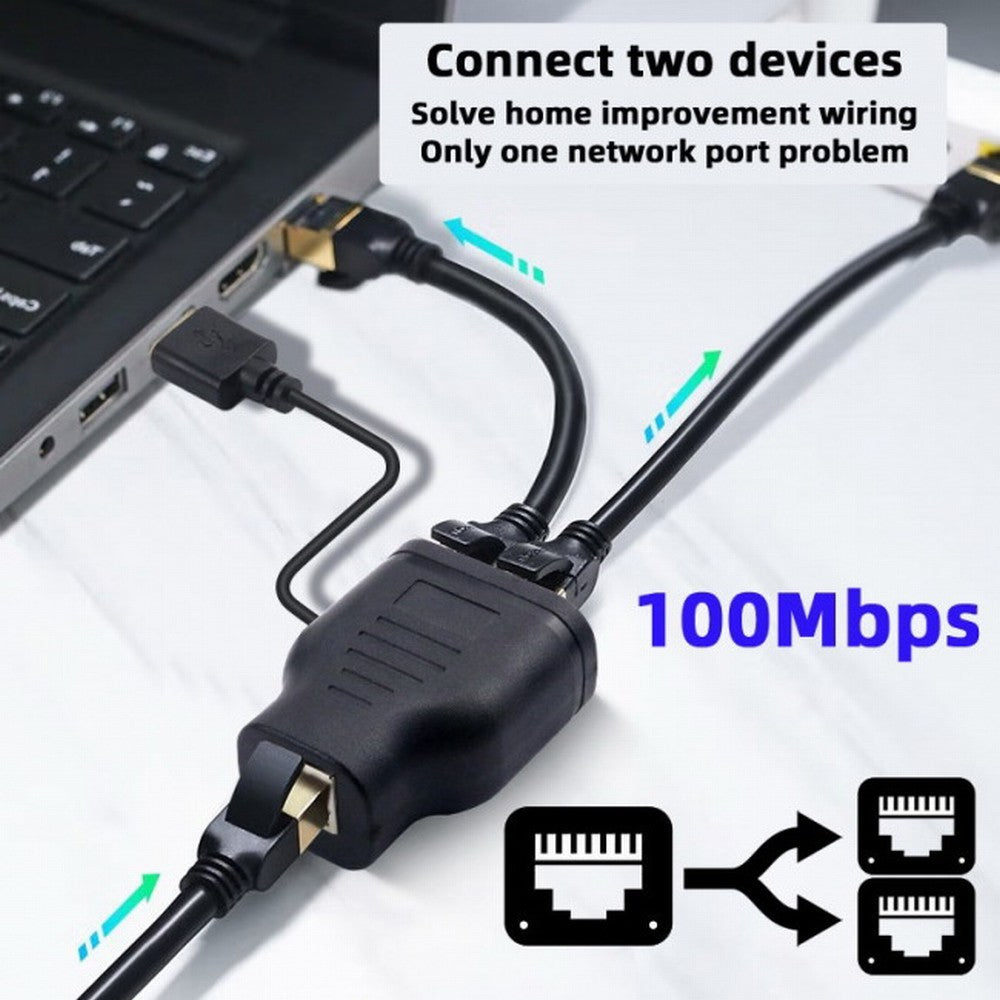 Chenyang 100Mbps STP UTP RJ45 8P8C Plug To Dual RJ45 HUB Splitter Network Ethernet Switcher Adapter UT-015