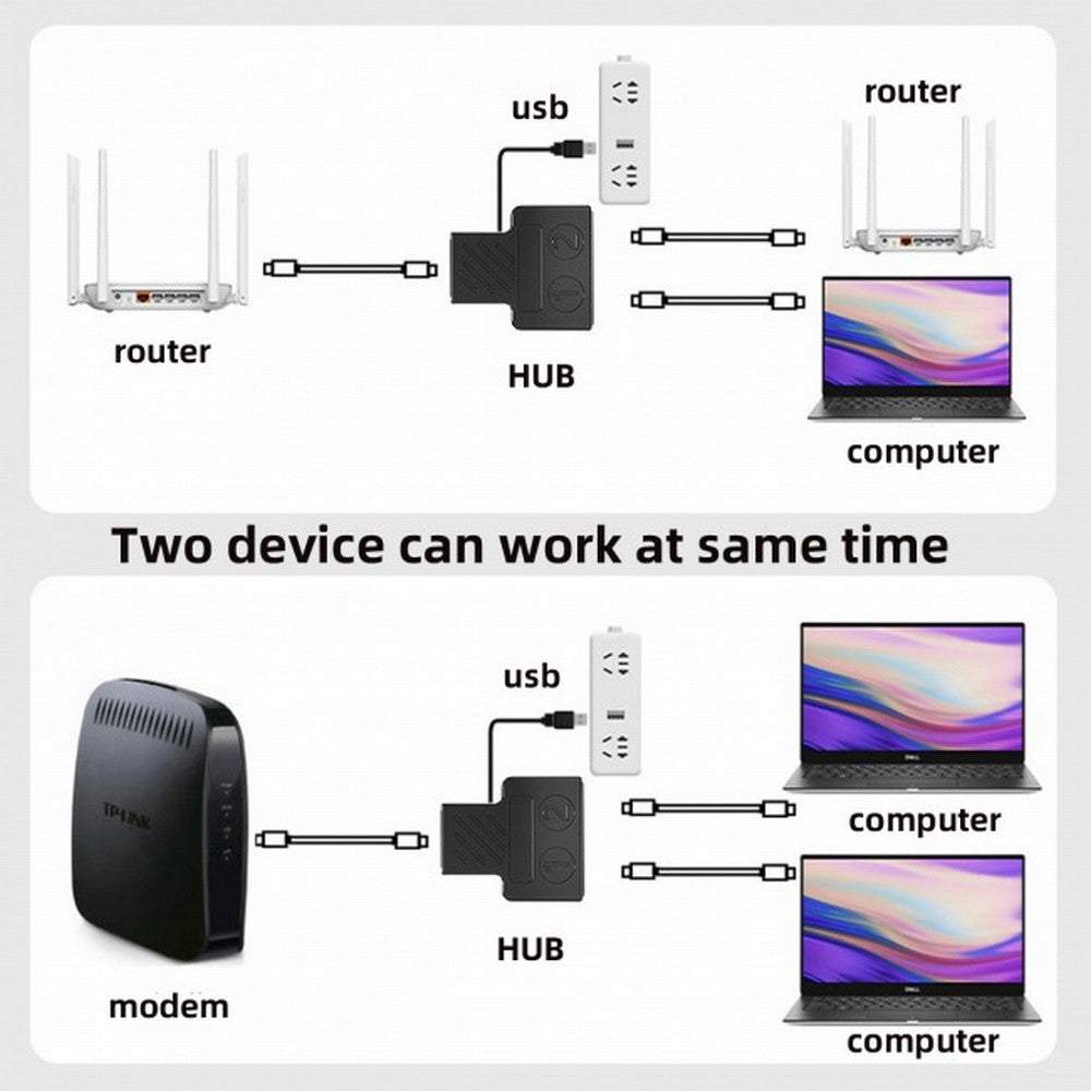 Chenyang 100Mbps STP UTP RJ45 8P8C Plug To Dual RJ45 HUB Splitter Network Ethernet Switcher Adapter UT-015