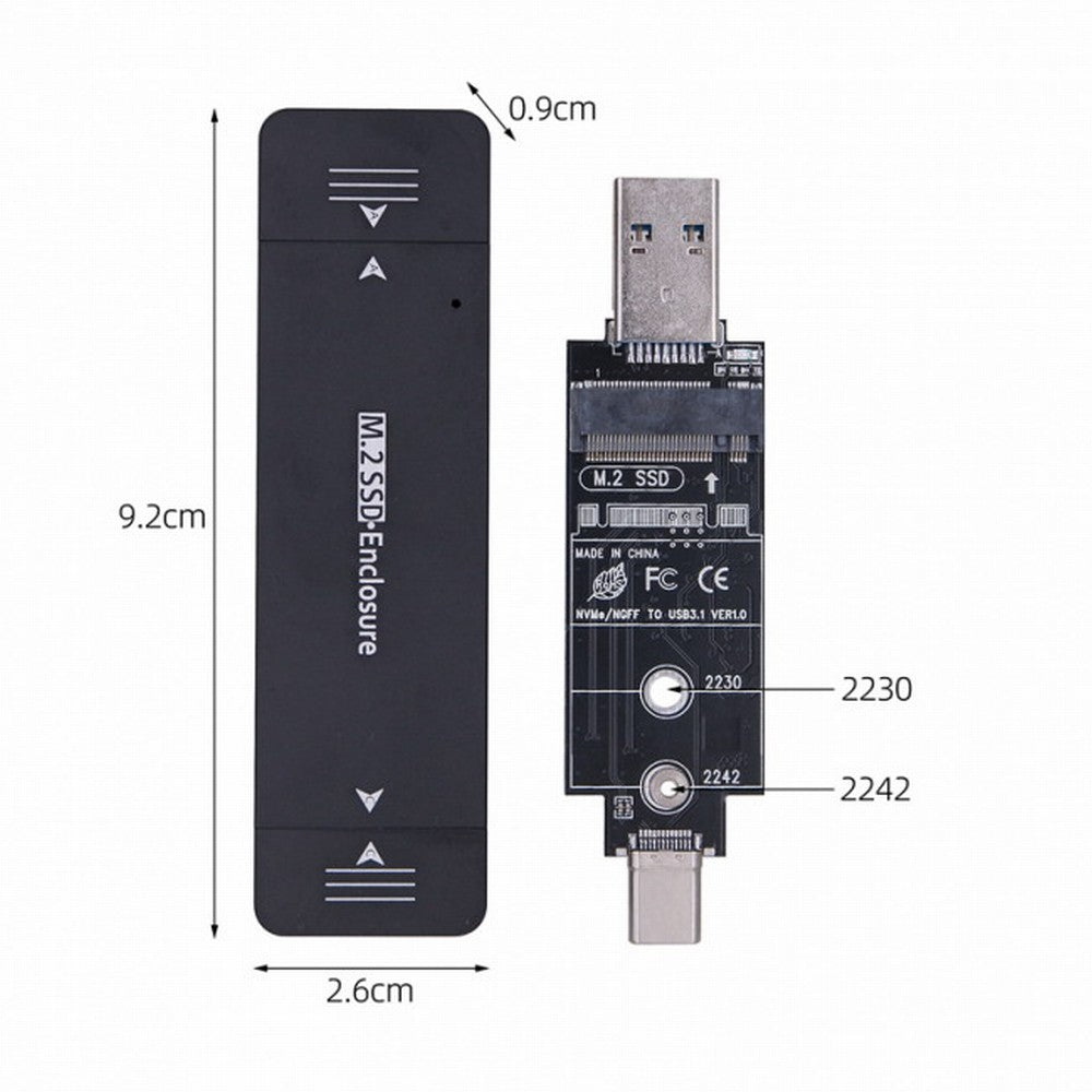 Chenyang Combo Type-C USB3.0 to NVME M-key M.2 NGFF SATA SSD PCBA Case 2230/2242mm Adapter RTL9210B Chipset UC-057-2242MM