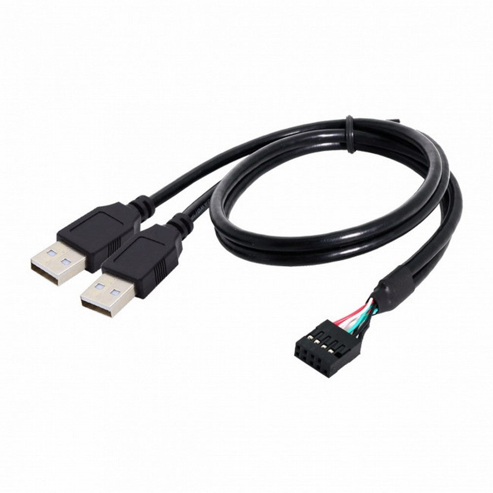 Chenyang Motherboard 9Pin 10Pin Female Housing to Dual USB 2.0 Male Type-A Cable 50cm U2-128