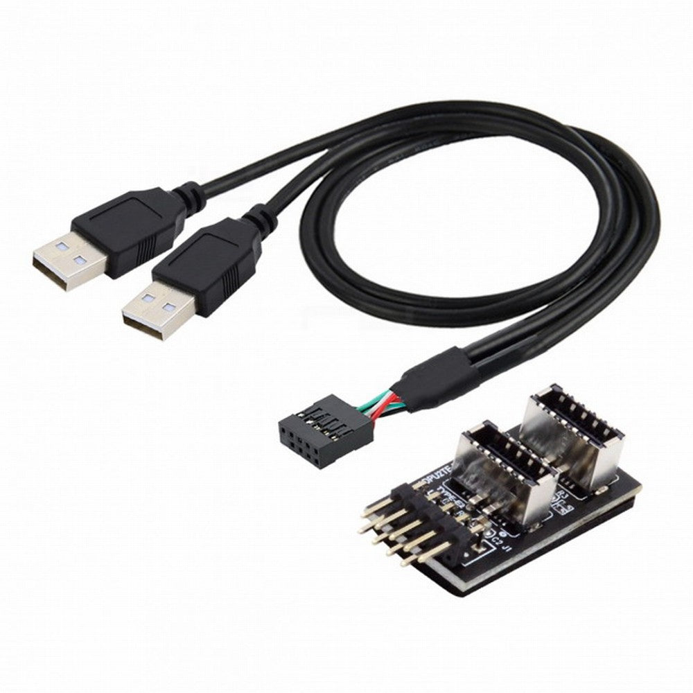 Chenyang Dual USB 3.1 Front Panel Socket Key-A Type-E to USB 2.0 Type-A 9Pin 10Pin Mainboard Header Male Cable Extension Adapter U2-128+UC-022